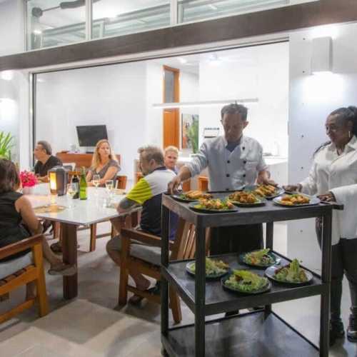 ... all served to your villa. 
We offer breakfasts, brunches and dinners. You can order a few meals or make White Villas your own all-inclusive resort.