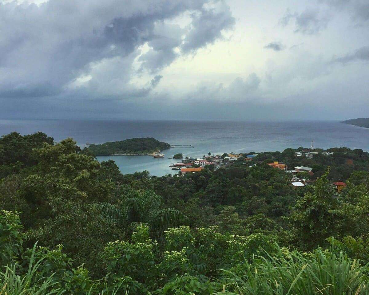 Aerial view of Roatán, Bay Islands, Honduras
