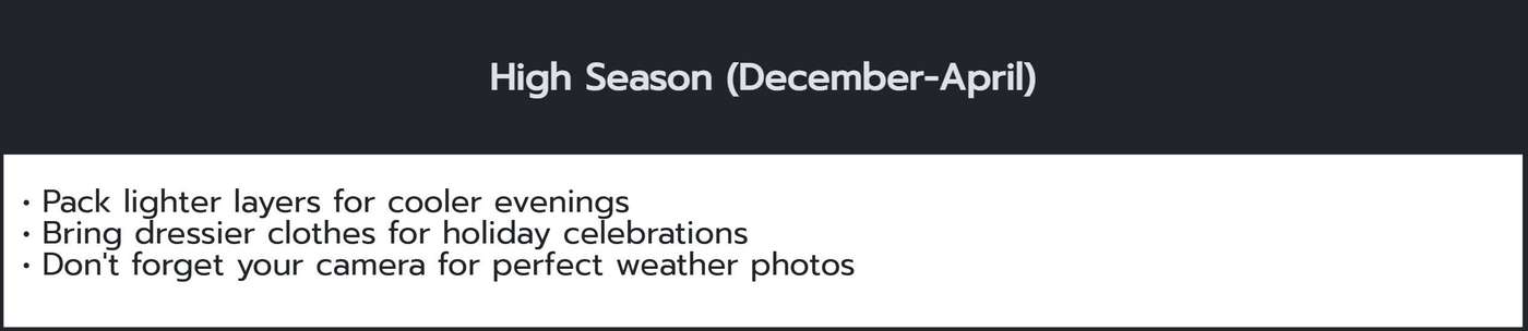 Seasonal packing recomendations