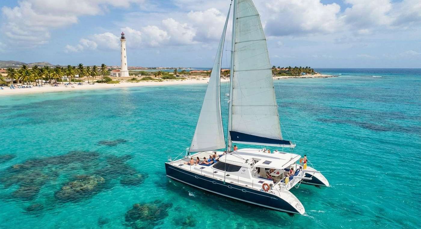 Catamaran sailing Aruba waters