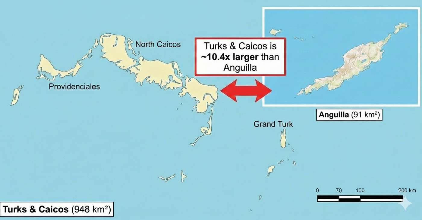 Geographical comparison between Turks and Caicos and Anguilla
