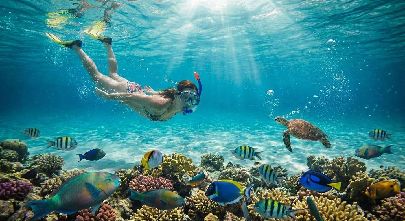 Woman snorkeling in Anguilla