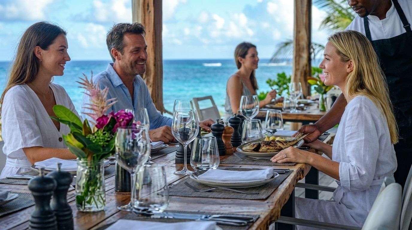 People at a restaurant in Anguilla