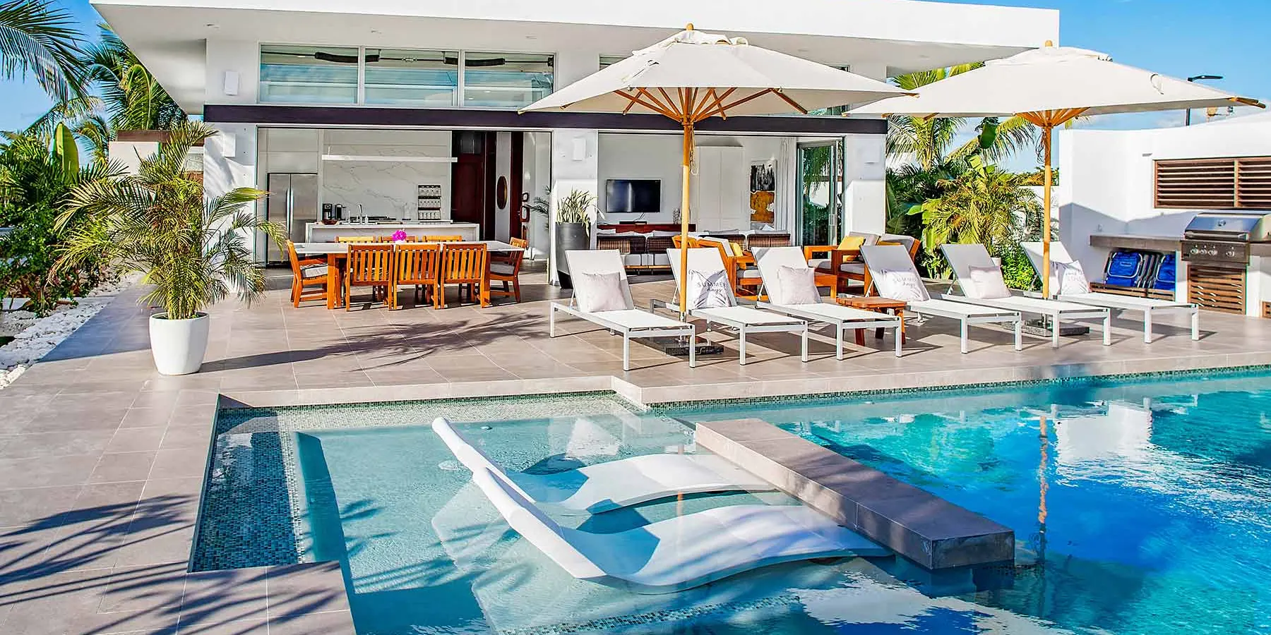 Private pool and villa terrace at White Villas