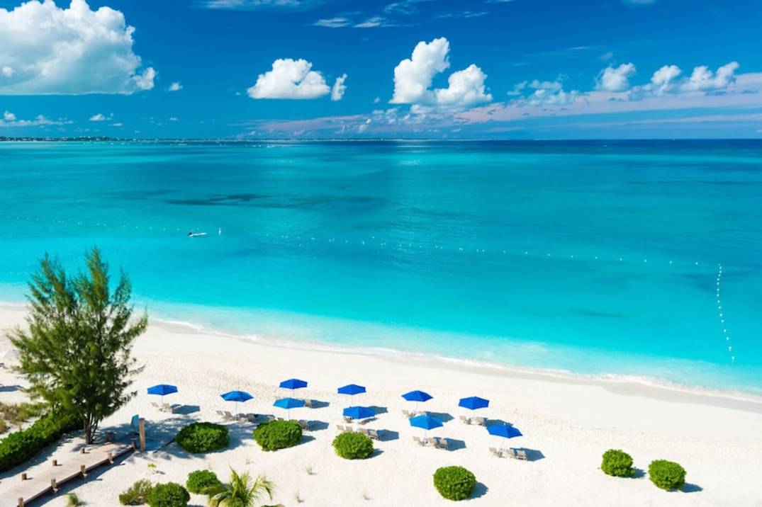 Grace Bay Beach in Providenciales, Turks and Caicos with turquoise water and white sand