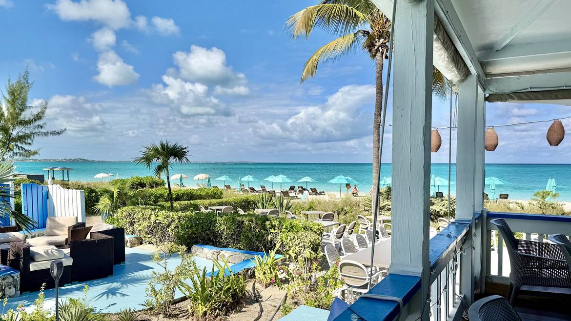Bay Bistro terrace overlooking Grace Bay Beach