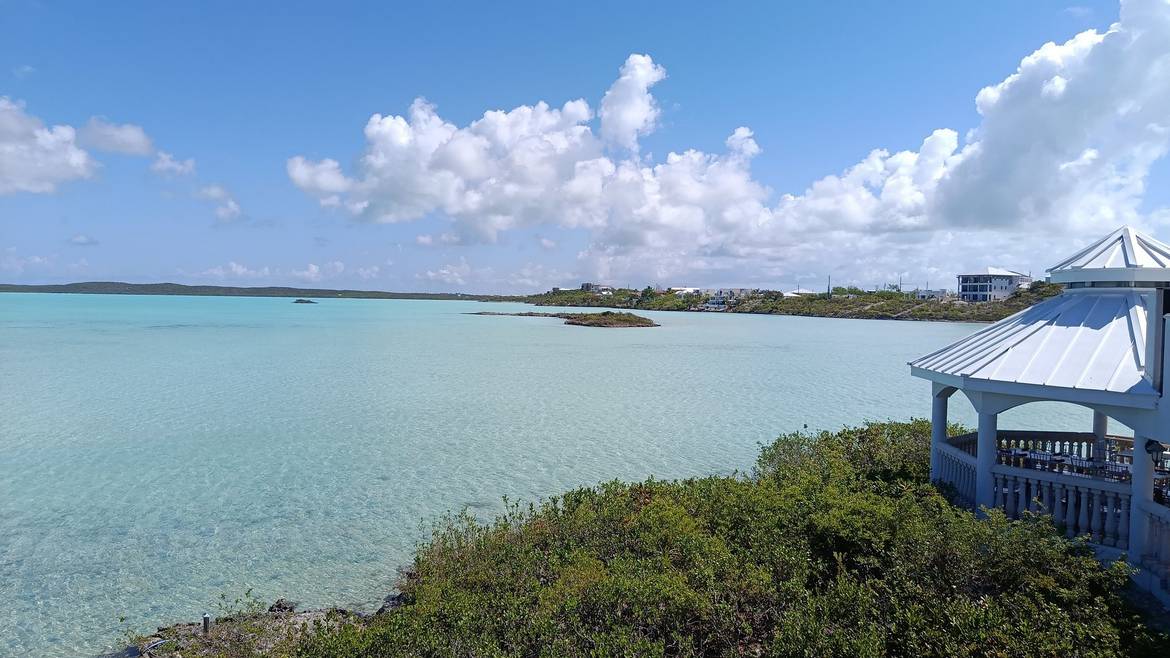 View over Chalk Sound from Las Brisas restaurant in Providenciales