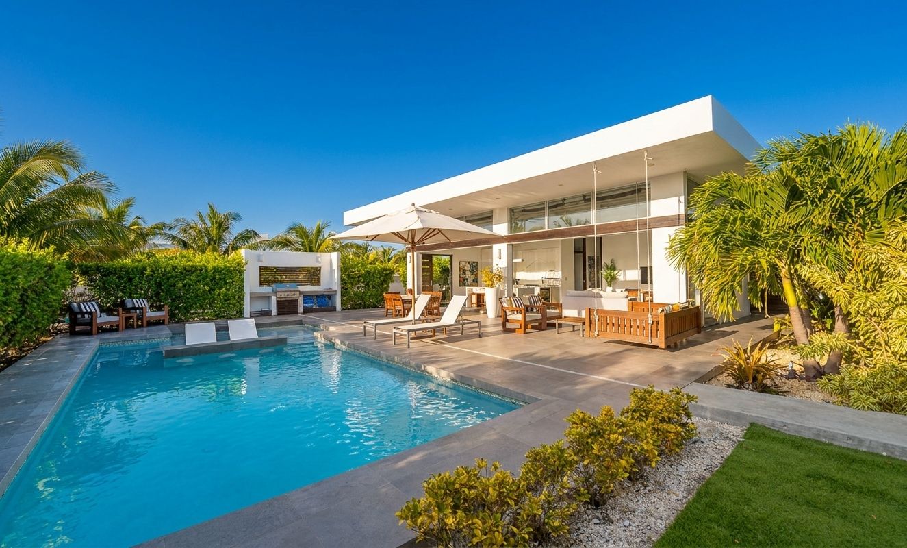 Villa 8 at White Villas: private pool with shallow section and garden terrace