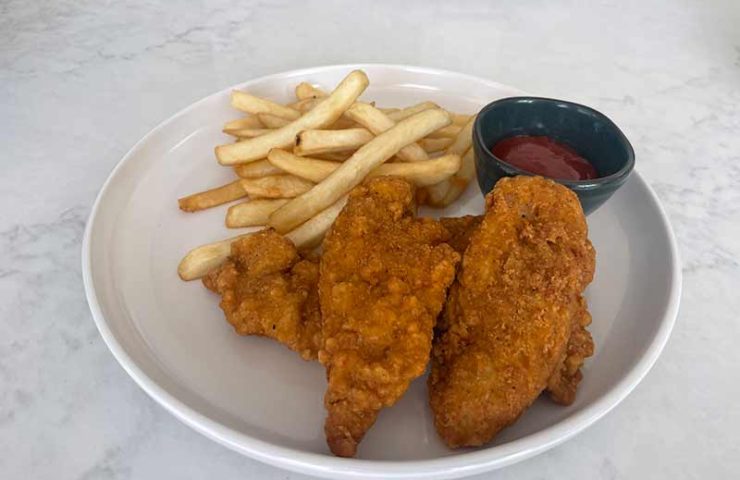 Crispy chicken tender with French fries or white rice